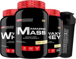 KIT 2x Waxy Whey 900g + Amazing Mass 1,5kg + Coqueteleira - Bodybuilders Sabor Baunilha