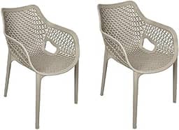 Kit com 2 Cadeiras Poltrona Suits Cor Nude Resistente Jantar Área Externa Moderna Escritório