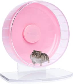 Rodas de exercício de hamster super silenciosas da Niteangel: – Rodas de corrida silenciosas com suporte ajustável para hamsters gérbils ou outros animais pequenos (P, rosa)