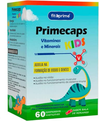 Primecaps Kids Vitamina Infantil Mastigável 60 Comprimidos Sabor Morango