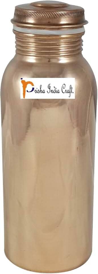Prisha India Craft Garrafa de água de cobre puro de 700 ml para benefícios à saúde - Garrafas de água feitas à mão