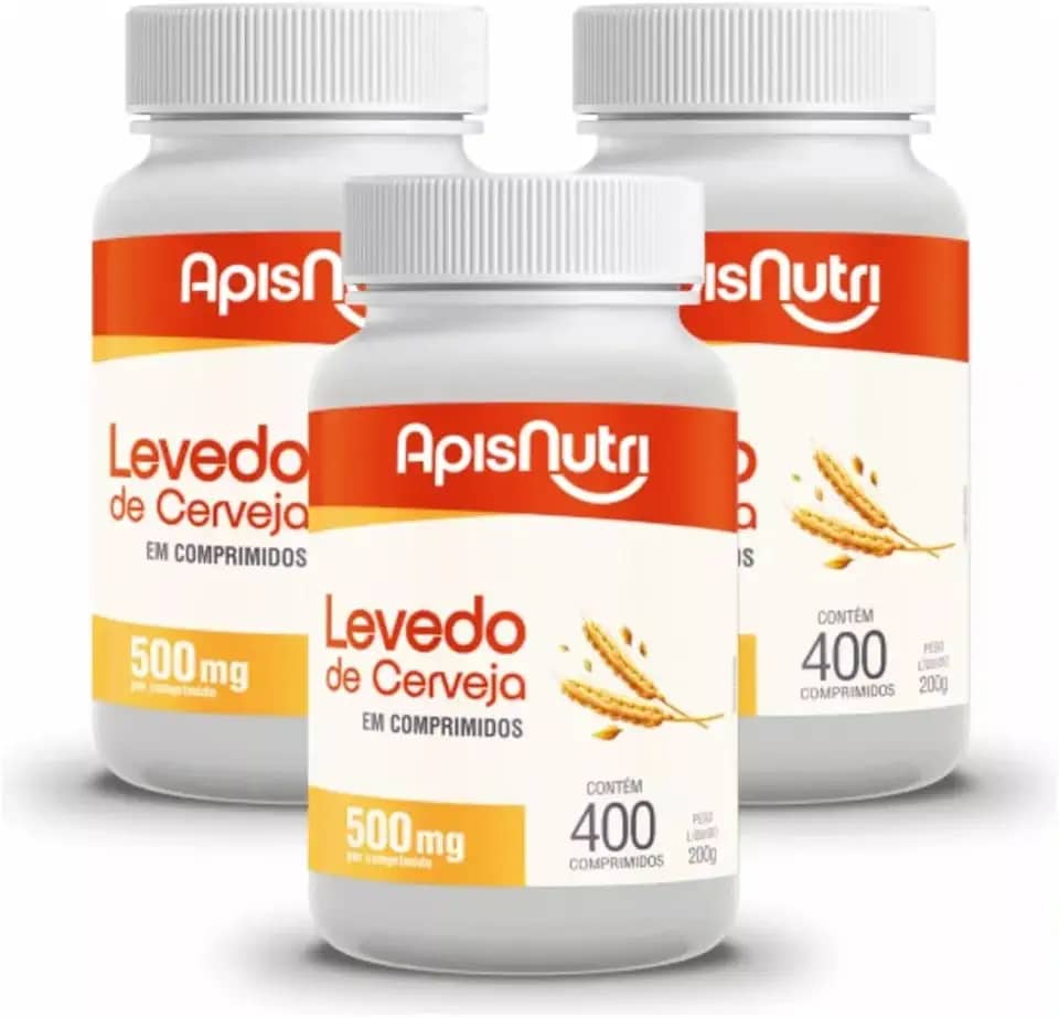 Kit 3 Levedo de Cerveja 500mg Apisnutri 400 Comprimidos