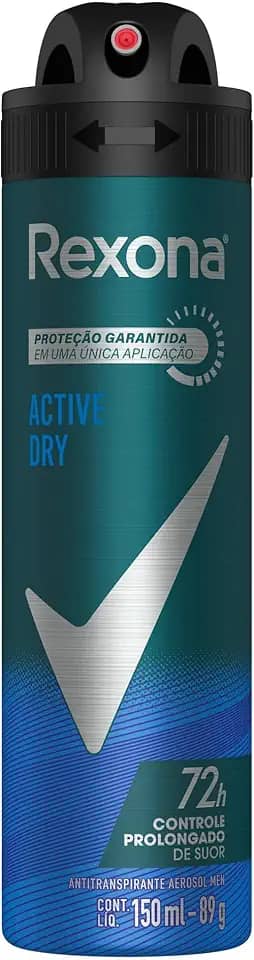 Rexona Desodorante Antitranspirante Aerosol Masculino Active Dry 72 Horas 150Ml Branco
