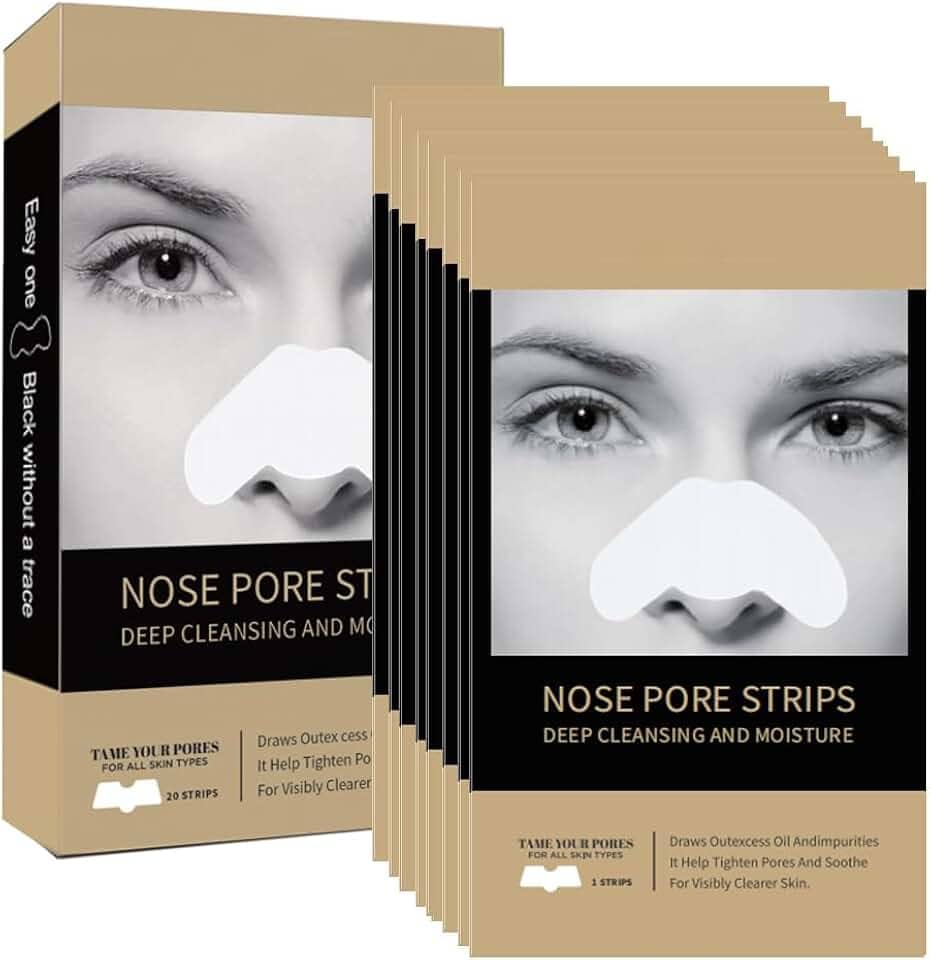 Tiras de poros de nariz removedor de cravos - Tiras de limpeza profunda e limpeza de umidade para cravos, para mulheres e homens (20 peças)