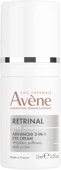 Avène Retrinal Avançado 3 em 1 Creme Para a Área dos Olhos 15ml, com Retinaldeído, Ácido Hialurônico e Sulfato de Dextrano, Desempenho Avançado na Redução de Olheiras, Rugas e Bolsas