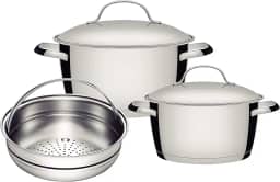 Jogo de Panelas Tramontina Allegra em Aço Inox com Fundo Triplo 3 Peças