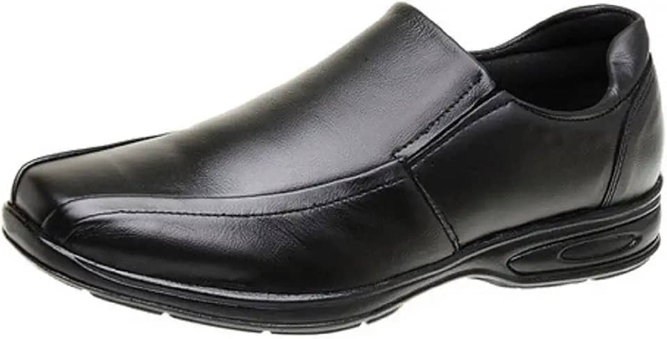 Sapato Social Masculino Couro Legítimo Anti Stress Conforto Ortopédico Preto com detalhes em cores variadas 37/44