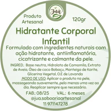Alergias Dermatite Eczema e pele sensível? Hidratante Infantil Natural com Camomila, Lavanda e Aveia, Livre de Parabenos