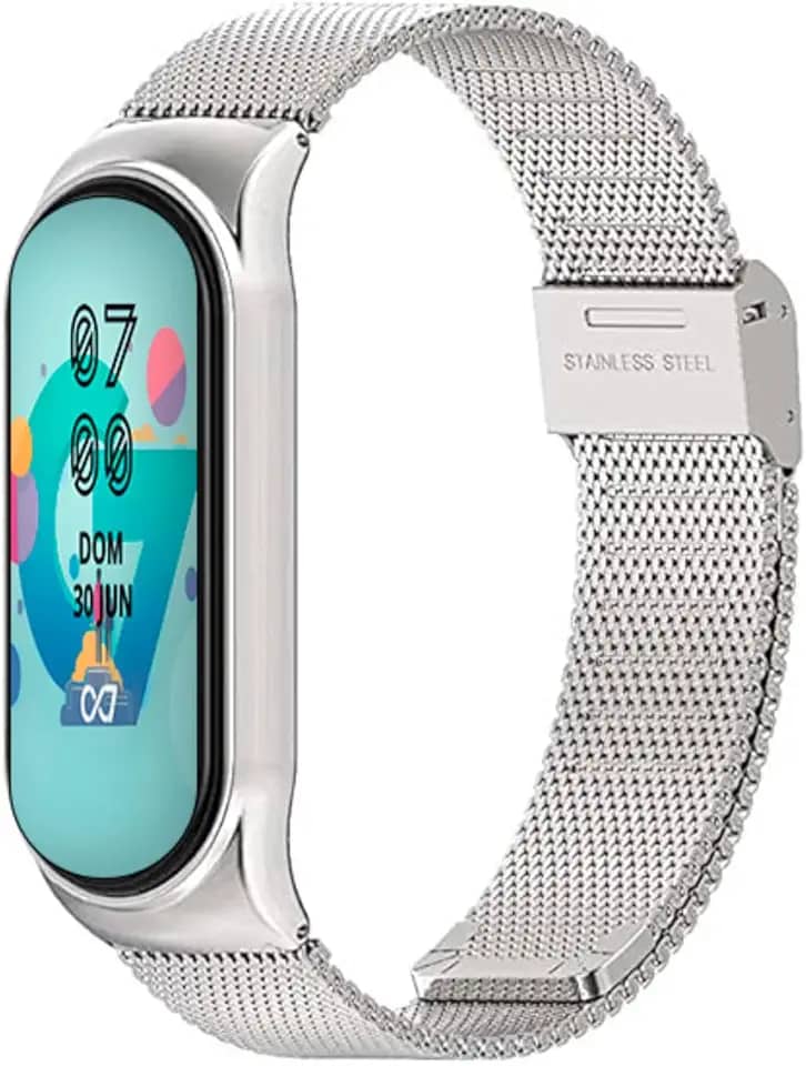 Pulseira inteligente Adequado para MI Band 3/4/5/6/7 Acessórios de cinta de aço inoxidável (C7)