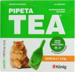 Pipeta Tea 1,0 ml Antiparasitário Contra Pulgas para Gatos de 4,1 até 8 Kg - König