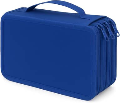 Estojo Escolar Grande com 4 Divisórias, Capacidade para 72 Lápis ou Caneta-QHS (Azul)