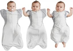 Swaddle Transition Baby 3-6 meses 5,4-8,2 kg, saco de dormir com braços para dentro/fora com zíper bidirecional, tecido absorvente de umidade, melhora o sono e ajuste confortável ajuda a acalmar o