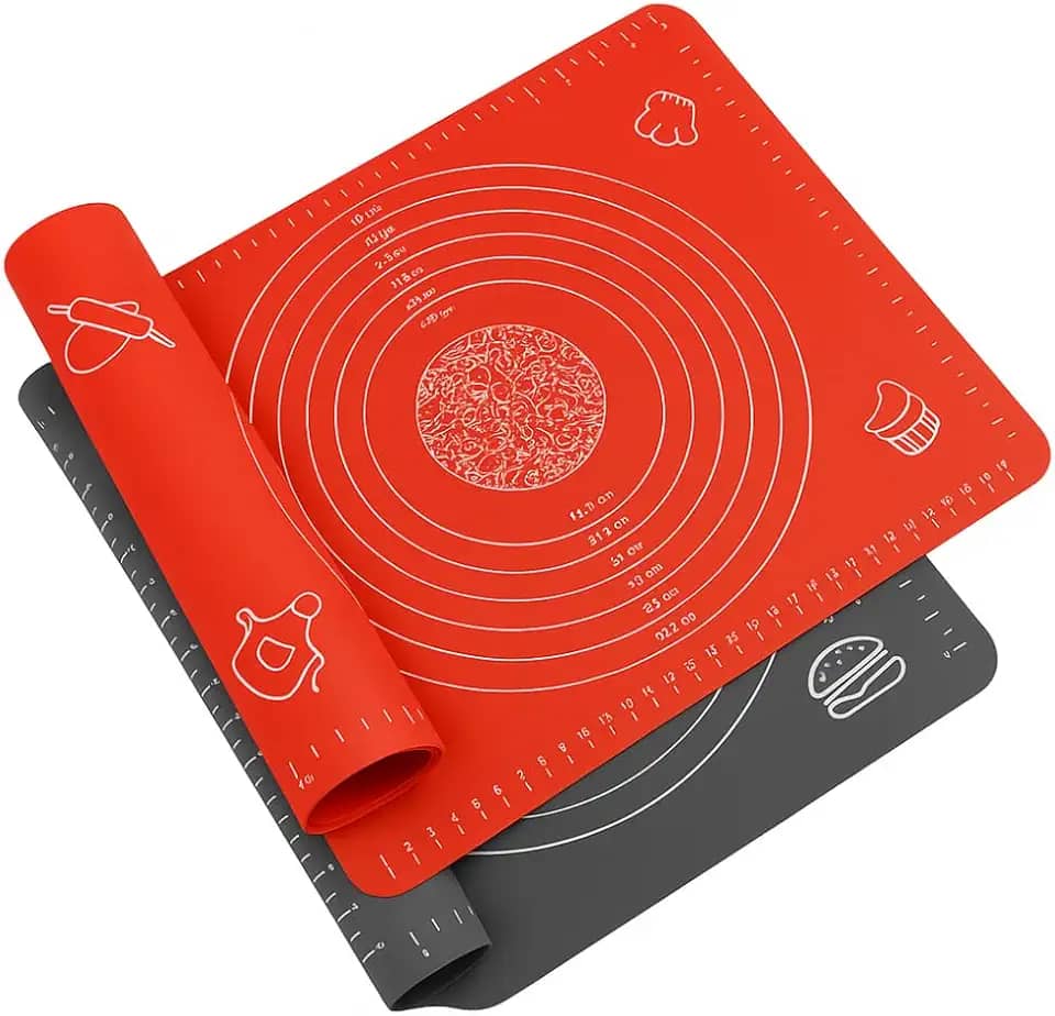 Kit Com 2 Tapetes De Silicone Culinário Ideal Para Confeitaria Preparar Massas Como Pães Pão de Queijo Rosquinhas Forma Antiaderente Reutilizavél Premium 30x 40 FONSES (CORES SORTIDAS)