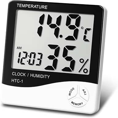 Termômetro e Higrômetro Digital, Medidor de Temperatura e Umidade com Relógio e Alarme, Visor LCD