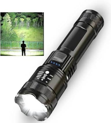 Lanterna Tática Militar T9 Recarregável USB P50 | 1800 Lumens Super Potente | 3 Modos de Iluminação | Feixe Ajustável Longo e Curto Alcance | Indicador de Bateria | ABS Resistente