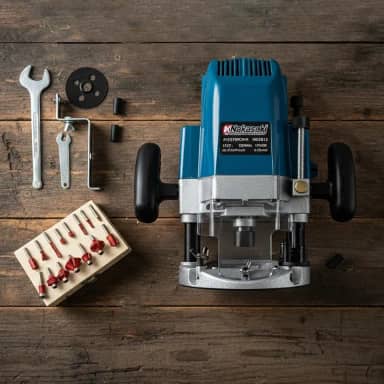 Tupia Coluna Nakasaki 12mm 1600w 110V + Jogo De Fresas 8mm 15pçs