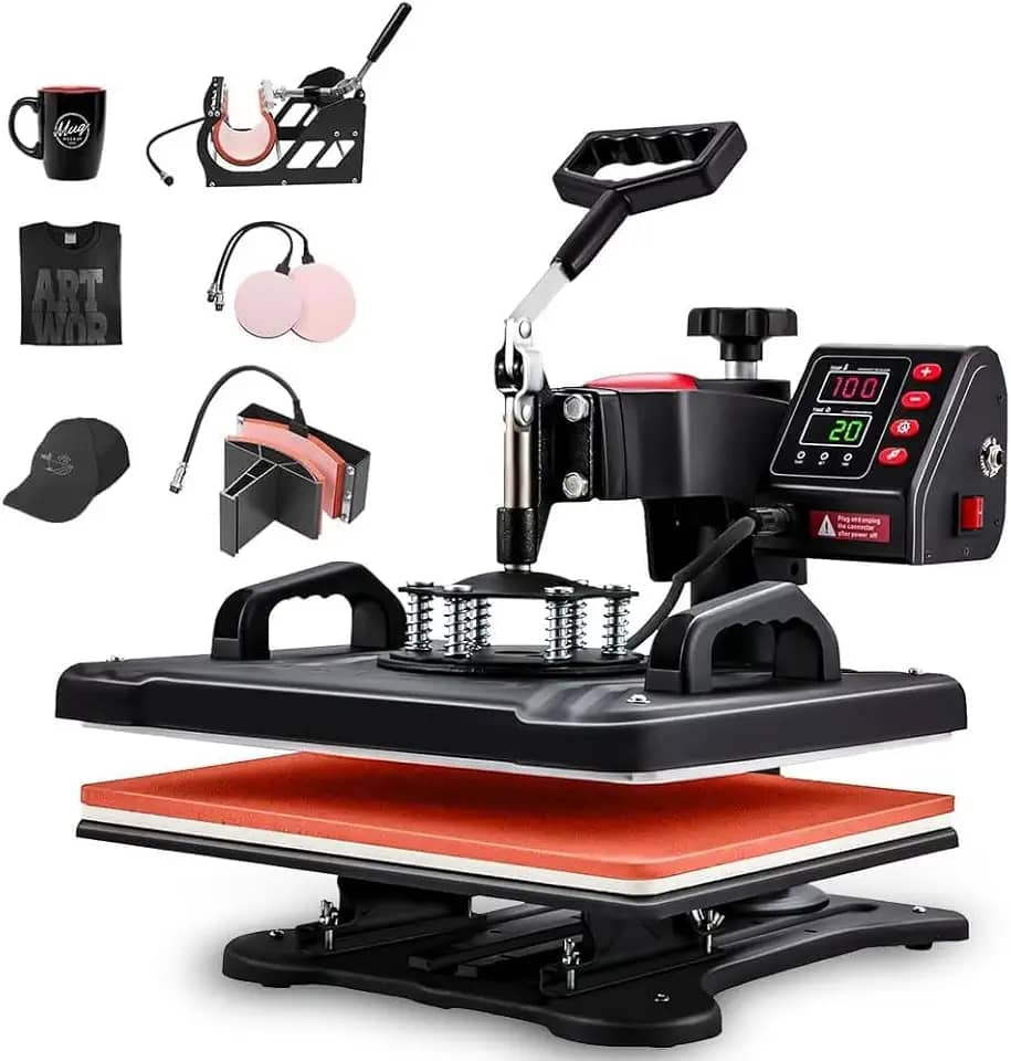 110V, 5 em 1 Prensa Termica, Maquina de Estampar Camisetas, Prensa Termica Sublimação, Sublimação, Máquinas de Prensa Térmica Transferência de Calor por para Camisetas Chapéu