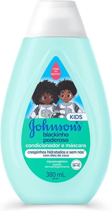 Johnson's Baby Condicionador Infantil Para Cabelos Crespos Blackinho Poderoso, 380mL