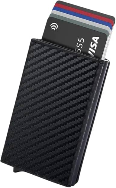 Carteira Porta Cartão Slim Antifurto Pop Up Automática em Couro com Proteção RFID, Ejeção Instantânea e Design Compacto