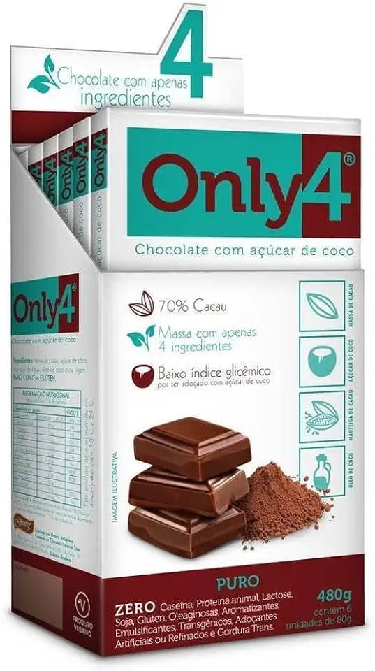 Chocolate 70% Cacau com Açúcar de Coco Only4 80g