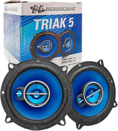 Par de Alto Falantes para Carro Triaxial Universal 5 Polegada 100W RMS 4 Ohms Azul Hurricane - AF10000191