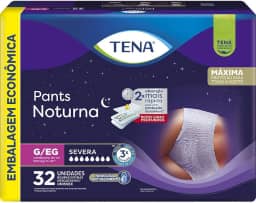 Tena Pants Noturna, Roupa Íntima para Incontinência Urinária, G/EG - Embalagem econômica, 32 unidades
