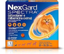 NexGard Spectra Antipulgas e Carrapatos e Vermífugo para Cães de 2 a 3,5kg - 1 tablete