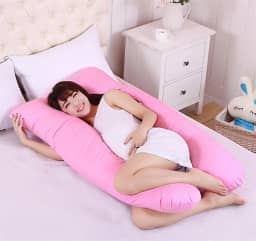 Almofada Travesseiro Gestante Corpo Formato U, Confortável (Rosa)