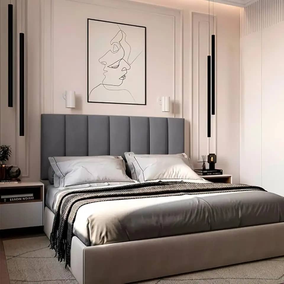 Cabeceiras Estofada Modular Cama Casal Queen Painel 1,60mX60cm Módulos Adesivos (Cinza)