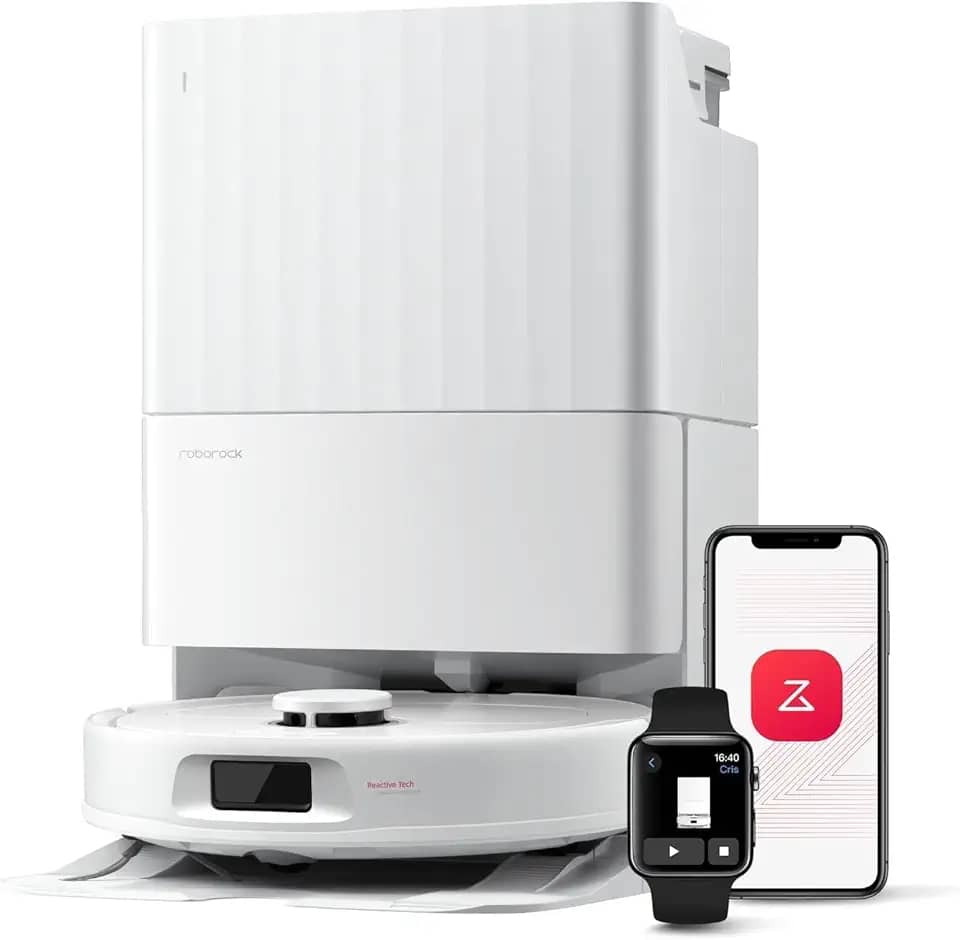 Aspirador De Pó Roborock Qr598 Robô E EsfregãO SucçãO 8000pa,Escovas Antiemaranhamento,PrevençãO Inteligente De ObstáCulos,Lavagem AutomáTica Do EsfregãO,Base Multifuncional Aspirador De Pó Robô 220V