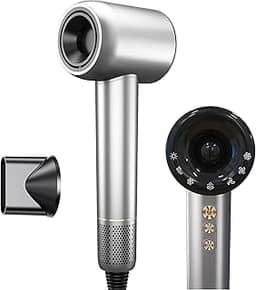 Secador de Cabelo Profissional 1500W, Baixo Ruído, Íons Negativos, Controle de Temperatura, Secador de Cabelo Com Difusor, Motor Brushless de Alta Velocidade (120000 RPM) , Secagem Rápida, Portátil, 127v/20A