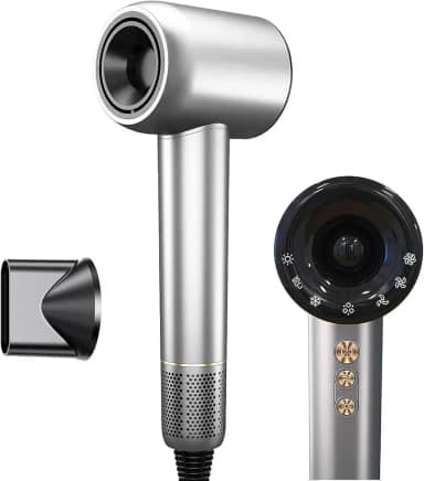 Secador de Cabelo Profissional 1500W, Baixo Ruído, Íons Negativos, Controle de Temperatura, Secador de Cabelo Com Difusor, Motor Brushless de Alta Velocidade (120000 RPM) , Secagem Rápida, Portátil, 127v/20A