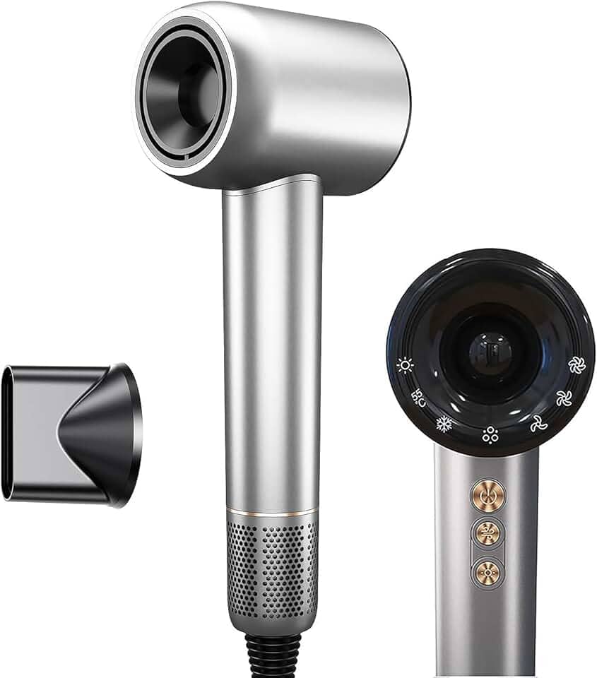 Secador de Cabelo Profissional 1500W, Baixo Ruído, Íons Negativos, Controle de Temperatura, Secador de Cabelo Com Difusor, Motor Brushless de Alta Velocidade (120000 RPM) , Secagem Rápida, Portátil, 127v/20A