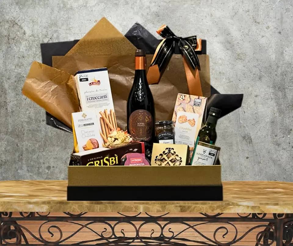 Cesta de Presente Luxo Vinho Italiano Amarone Presente Aniversário Comemoração Mulher Mãe Chefe Esposa Namorada Homem Chefe Namorado Pai Corporativo Cliente