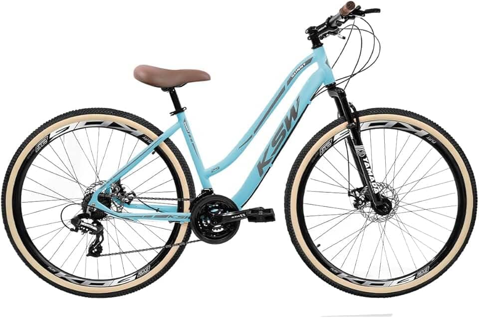 Bicicleta Feminina Aro 29 KSW Sunny em Aluminio Retrô Rebaixada em Aluminio 6061 Freio a Disco Garfo de Suspensão 80mm