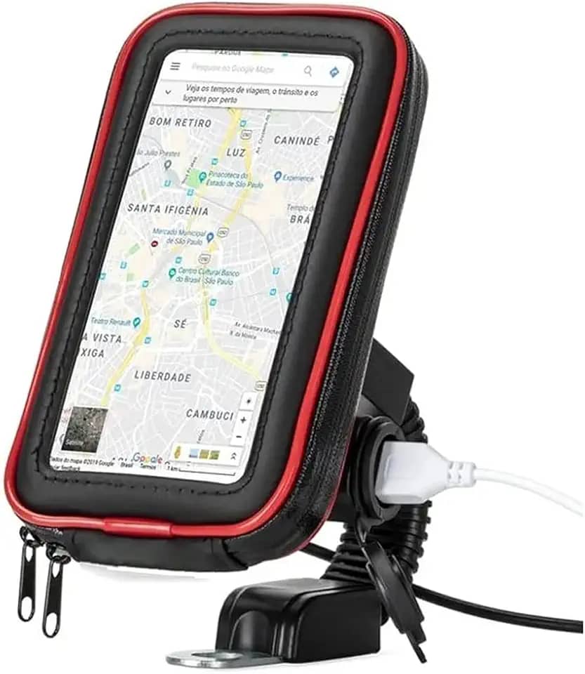 Suporte com tomada Carregador USB de Celular Impermeável para moto scooter motoboy motocicleta Universal Smartphone GPS 6 polegadas capa prova d'água