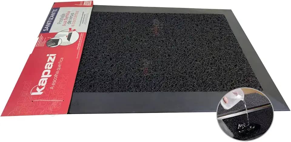 Tapete Sanitizante, 38x58 cm, Preto, Kapazi