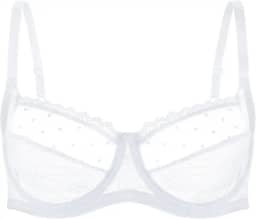 Sutiã balconette feminino sexy de malha transparente, sem forro, sem forro, sutiã plus size