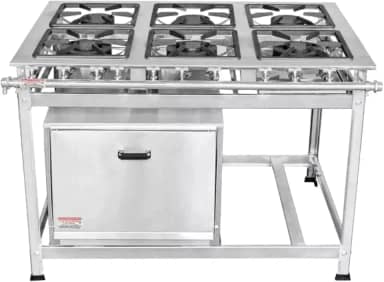 Fogão Industrial 6 Bocas 40x40 Bp P8 em Aço Inox com forno