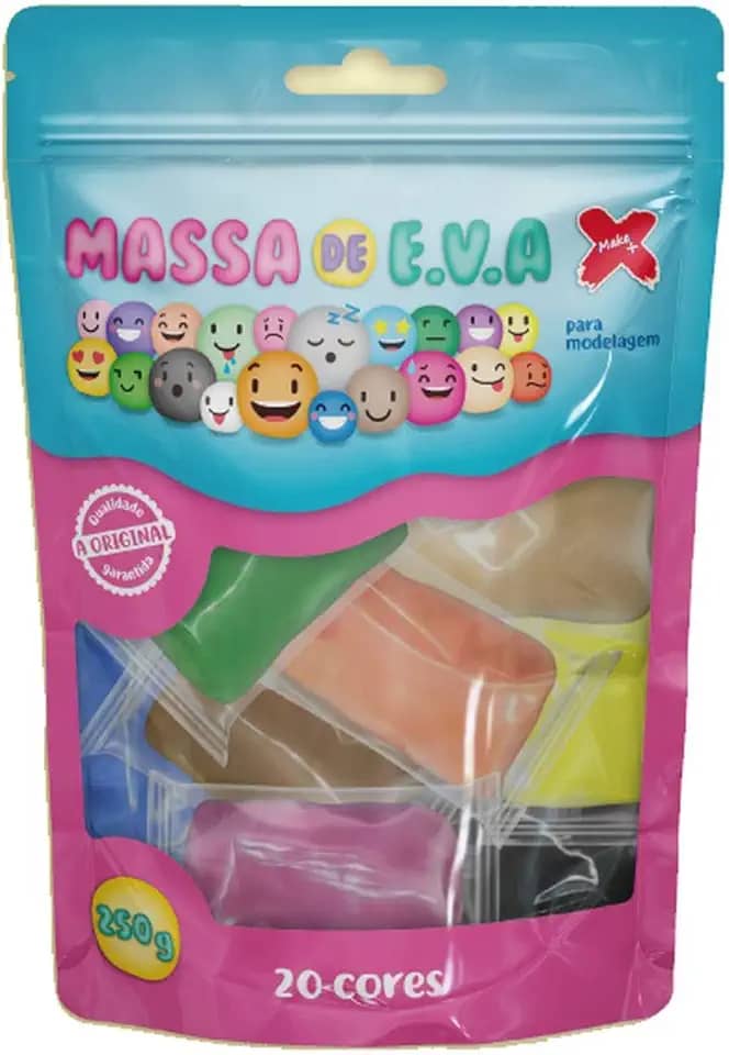 Massa De Eva 20 Cores Total 250g - Pacote Com 20, Make+