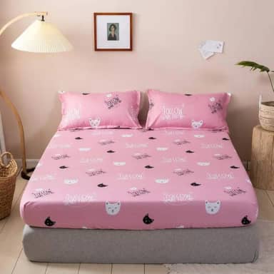 Feelyou Conjunto de lençóis para meninas tamanho queen para crianças gato fofo gatinho conjunto de lençóis para adolescentes rosa Kawaii animal de estimação conjunto de cama para decoração de quarto de crianças desenhos animados gatos adoráveis capa de cama com 2 fronhas