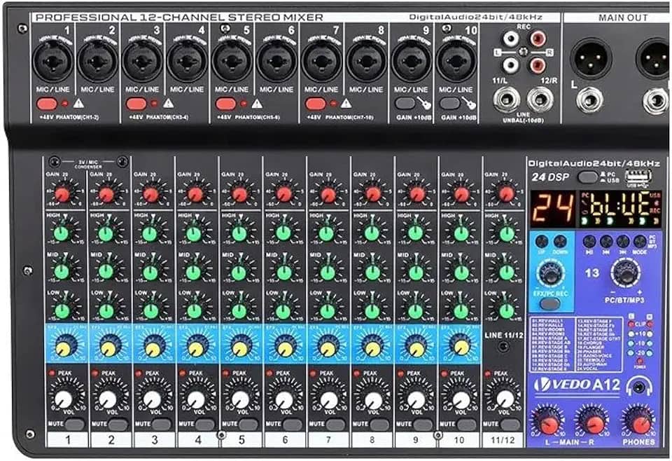 Mixer Mesa De Som V.edo A12 Bt 12 Canais Profissional Banda Igreja Evento