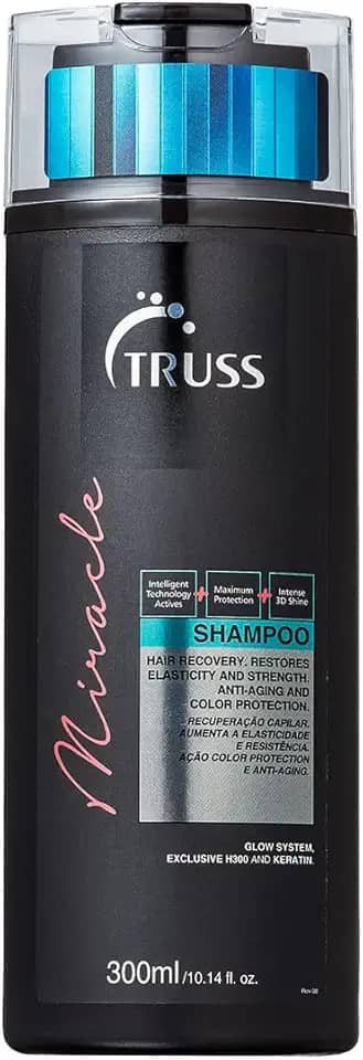Truss Shampoo Miracle | Limpeza Suave e Reconstrução com Brilho 3D e Ação Anti-Aging | 300ml