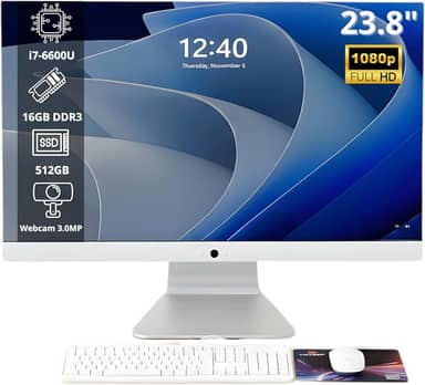 Computador All in One 23.8" Full HD Intel Core i7-6600U, SSD M.2 512GB, 16GB RAM, Wi-Fi Dual Band, Saídas HDMI/VGA, Alto-Falantes e Webcam Integrados com Teclado e Mouse