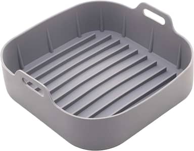 LYOR - Forma Quadrada de Silicone para Air Fryer Cinza 16cm x 5,5cm