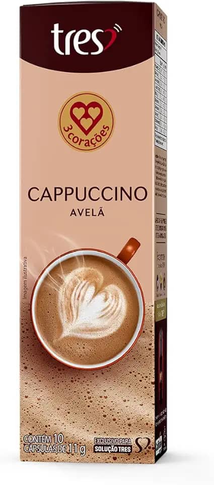3 Corações Cápsula Cappuccino Avelã TRES - 10 Unidades