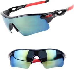 JustGoFit Óculos de Sol Esportivo Masculino – Lentes Espelhadas Azul-Verde UV400