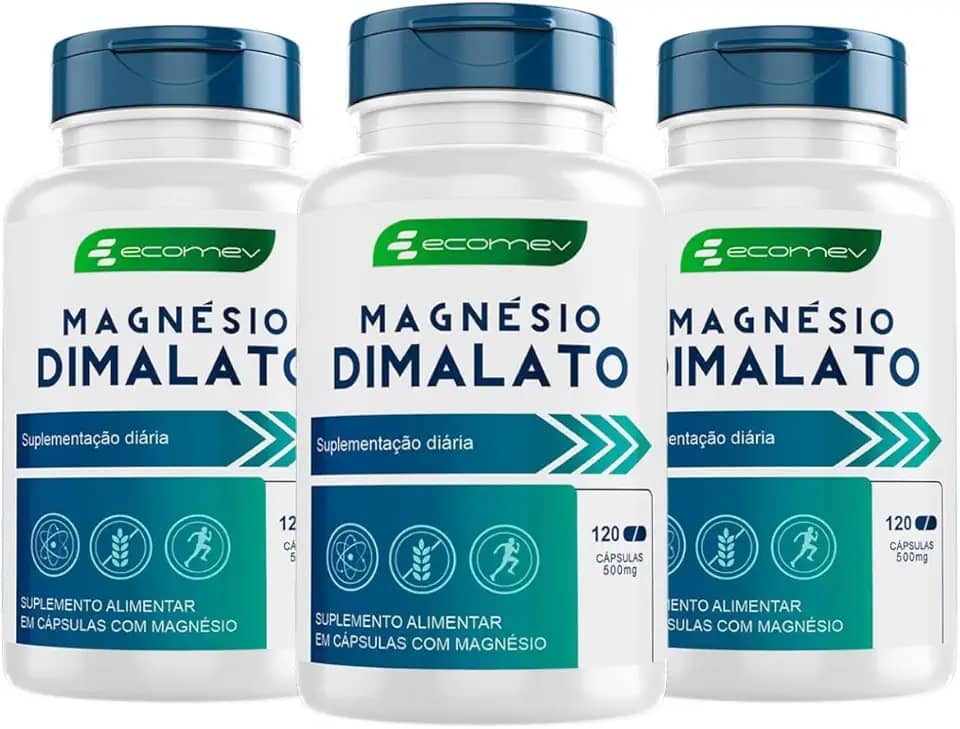 3x Magnesio Dimalato 500Mg 360 Cápsulas - Ecomev