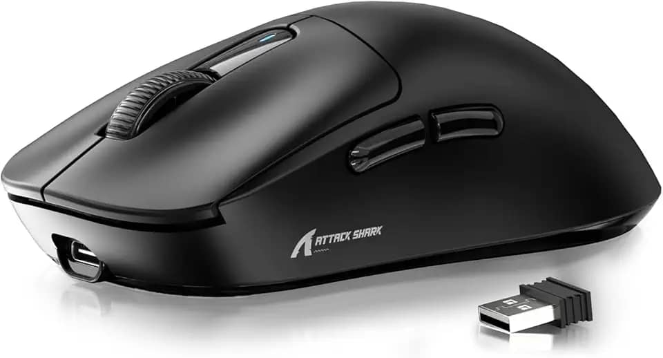 ATTACK SHARK X3 Mouse SUPERLIGHT 49g,sensor de jogo PixArt PAW3395,mouse de jogo sem fio/com fio BT/2.4G,6 DPI ajustáveis até 26000,Kailh GM8.0,mouses de escritório para Win11/Xbox/PC/Mac (preto)