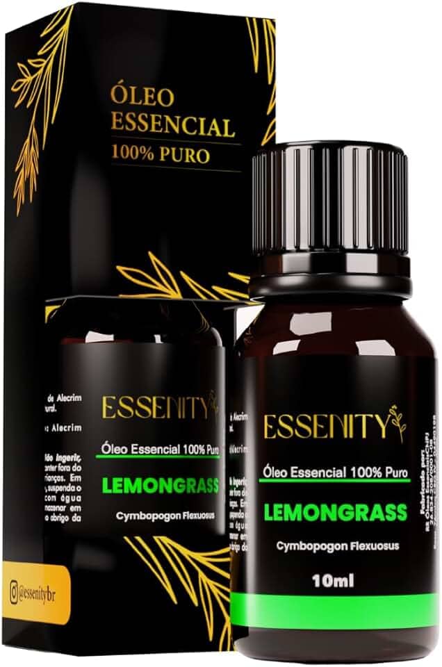 Óleo Essencial de Lemongrass Capim Limão 10ml 100% Puro – Refrescante, Energizante, Aromaterapia, Massagem, Difusor – ESSENITY